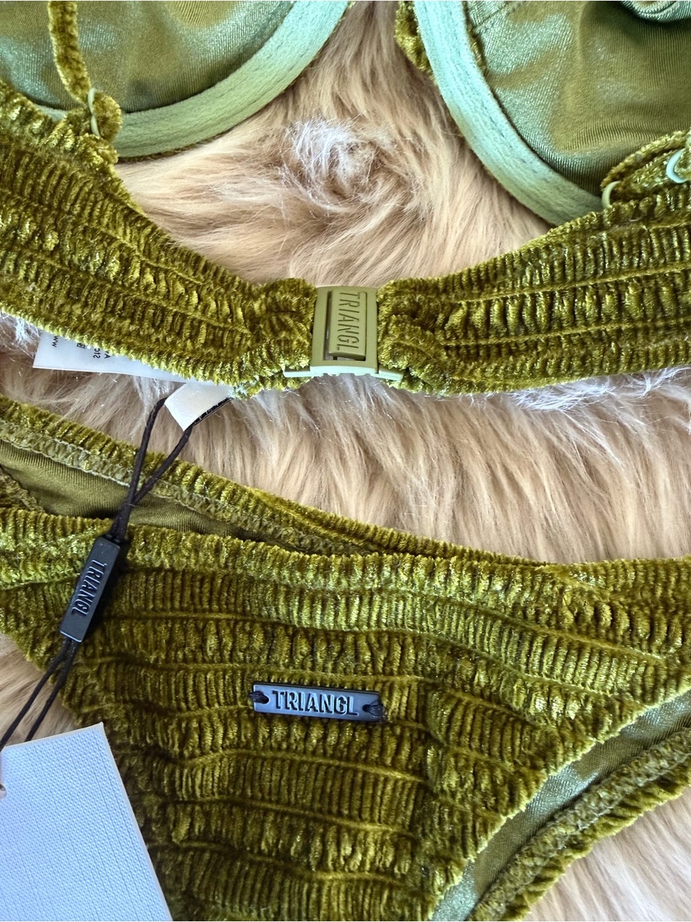 triangl swimwear Olive Green Velvet Bikini Bottom - Picture 4 of 4